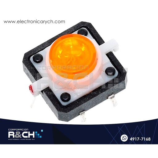 [SW-712Y] SW-712Y Switch Pulsador Para Teclado Amarillo con Led 12x12x7.3mm 4 Pin