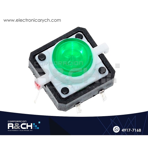 [SW-712G] SW-712G Switch Pulsador Para Teclado Verde con Led 12x12x7.3mm 4 Pin