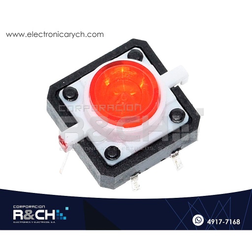 [SW-712R] SW-712R Switch Pulsador Para Teclado Roja con Led 12x12x7.3mm 4 Pin