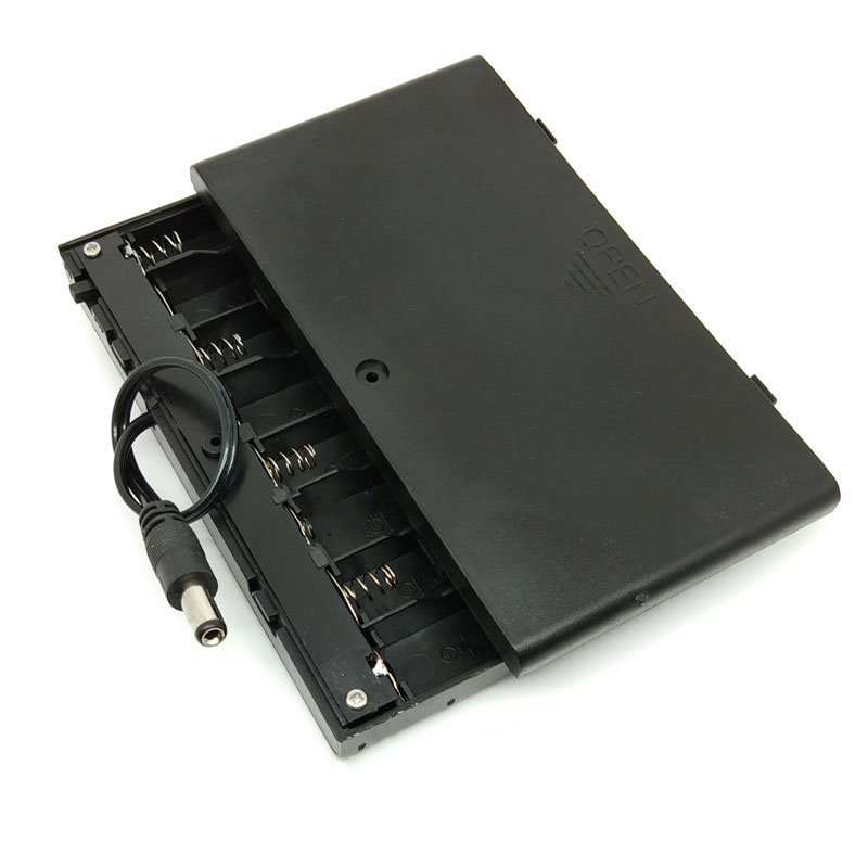 PR-B8XAACS Porta Bateria 8xAA con Cobertor, switch y plug dc