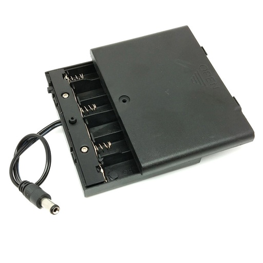 [PR-B6XAACSD] PR-B6XAACSD Porta Bateria 6xAA con Cobertor, switch y Plug Dc
