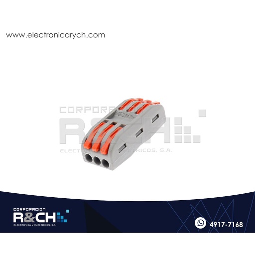 [SPL-3] SPL-3 Conector 3 a 3 Tipo Wago un color con Clip de Seguridad