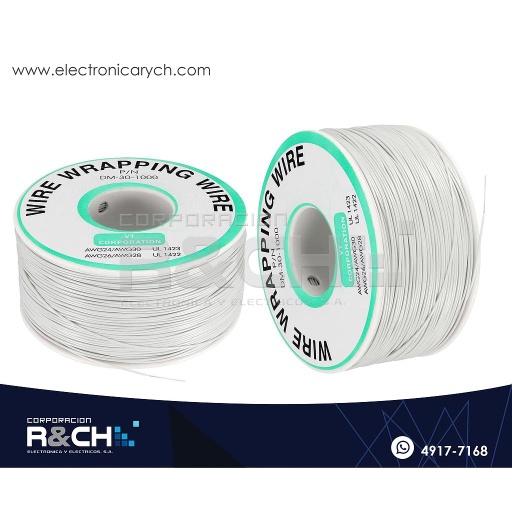 [AL-30B] AL-30B Alambre 30 AWG Carrete Blanco 250m