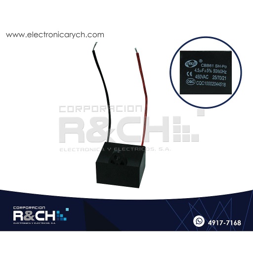 [CBB61-4.5UF] CBB61-4.5UF Capacitor 4.5uF 450V AC Para Ventilador