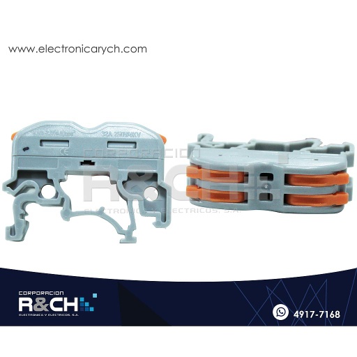 [CN-W222] CN-W222 Conector 2 a 2 Tipo Wago con Clip de Seguridad Para Riel