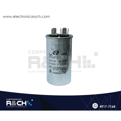 [CBB65-20] CBB65-20 Capacitor de Arranque 20uF 450V AC