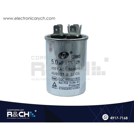 [CBB65-5] CBB65-5 Capacitor de Arranque 5uF 450V AC