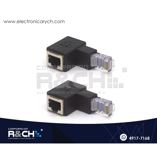 [AD-45MCI] AD-45MCI Adaptador RJ45 Plug a Jack Curvo hacia Abajo