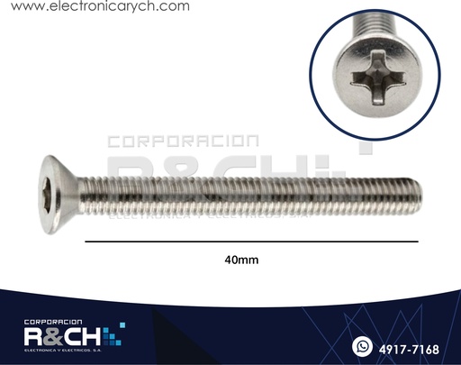 [TOR-P440] TOR-P440 Tornillo M4x40mm Cabeza Plana