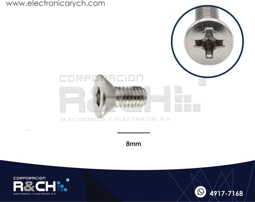 [TOR-P408] TOR-P408 Tornillo M4x8mm Cabeza Plana