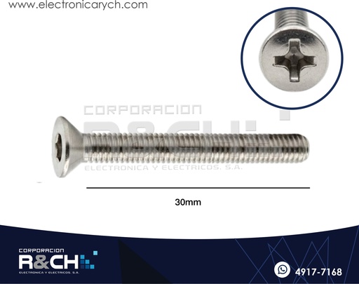 [TOR-P330] TOR-P330 Tornillo M3x30mm Cabeza Plana