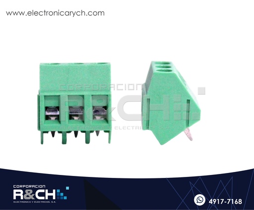 [TN-3T35] TN-3T35 Terminal Block 3 Tornillos 35º 10A 24-12AWG Verde