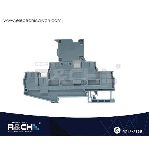 [TN-TB4] TN-TB4 Bornera Doble Piso 4mm Con porta Fusible gris