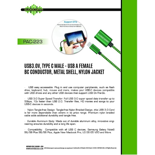 [PAC-223] PAC-223 Extension Tipo C a Jack USB Audiocomm