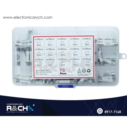 [SX-630C] SX-630C Set de Fusibles Americano Ceramico 6x30mm