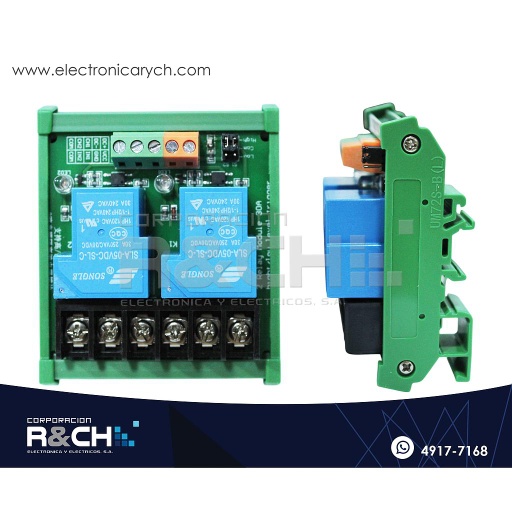 [RL-2C-5/30D] RL-2C-5/30D Modulo Relay 2 Canales 30A 5V para Riel DIN