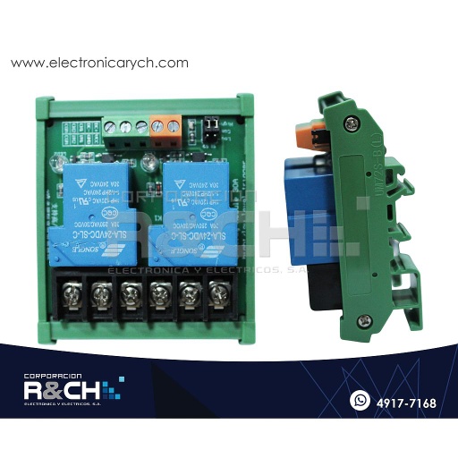 [RL-2C-24/30D] RL-2C-24/30D Modulo Relay 2 Canales 30A 24V para Riel DIN