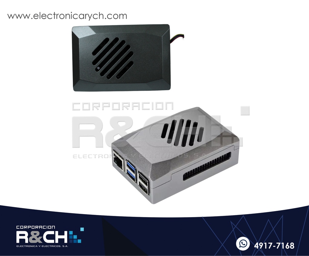 CJ-R3718 Caja Para Raspberry Pi 5 ABS + Ventilador | Electronica R&CH