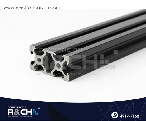 [PF-2020VN-3] PF-2020VN-3 Perfil de Aluminio 2020 Negro V-slot 3m largo aprox