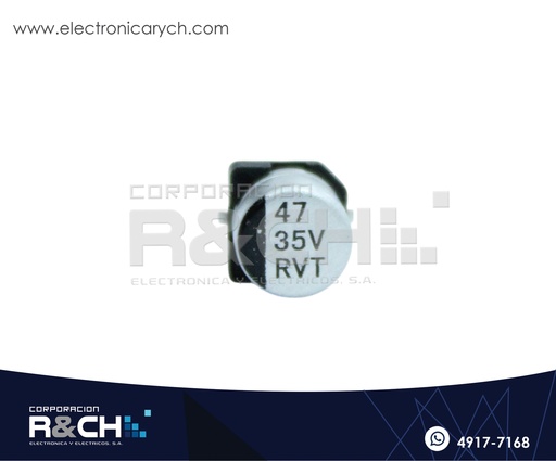 [FE-SMD47UF/35] FE-SMD47UF/35 Filtro Electrolítico Aluminio  47uF 35V SMD