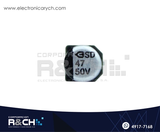 [FE-SMD47UF/50] FE-SMD47UF/50 Filtro Electrolítico Aluminio  47uF 50V SMD