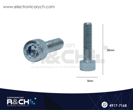 [TOR-H520G] TOR-H520G Tornillo M5x20mm Cabeza Hexagonal Galvanizado