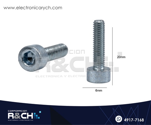 [TOR-H620G] TOR-H620G Tornillo M6x20mm Cabeza Hexagonal Galvanizado