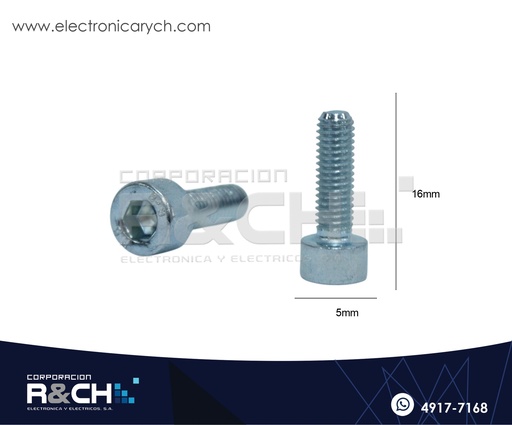 [TOR-H516G] TOR-H516G Tornillo M5x16mm Cabeza Hexagonal Galvanizado