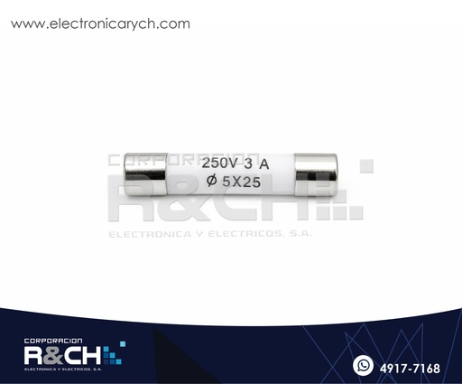 [FEU-3A] FEU-3A Fusible Europeo 3A Cerámico UL 5x25mm