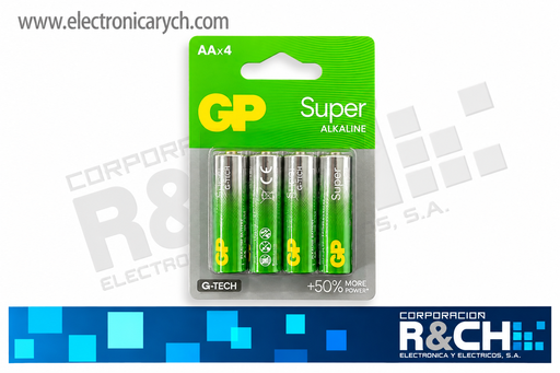 [BT-2AX4M] BT-2AX4M Bateria Super Alkalina AAx4 pcs GP