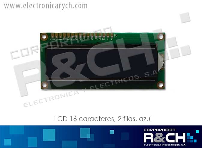 LCD-16X2Z LCD 16 caracteres, 2 filas, azul
