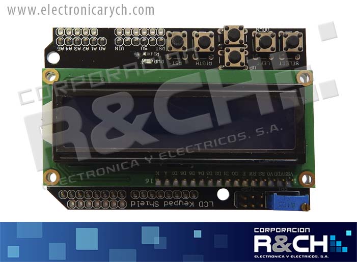 LCD-16X2ZT LCD 16 caracteres. con teclado for arduino mega 2560