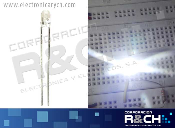 LC-3PWC LED 3mm blanco 10k MCD 30º ultrabrillante