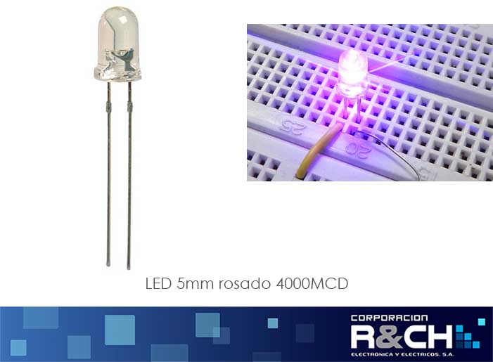 LD-5R/4000 LED 5mm rosado 4000MCD