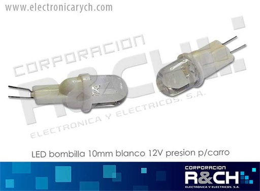 [BO-3509] BO-3509 LED bombilla 10mm blanco 12V presión p/carro