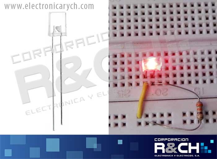 LD-RRT LED rentangular rojo transparente