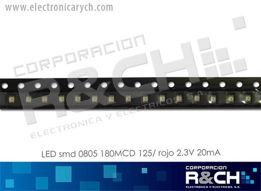 [LD-0805R] LD-0805R LED smd 0805 180MCD 125° rojo 2.3V 20mA