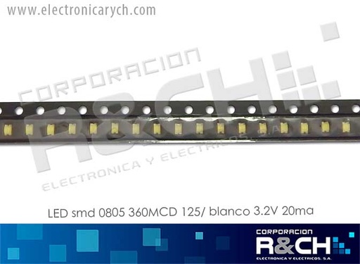 [LD-0805B] LD-0805B LED smd 0805 360MCD 125° blanco 3.2V 20ma
