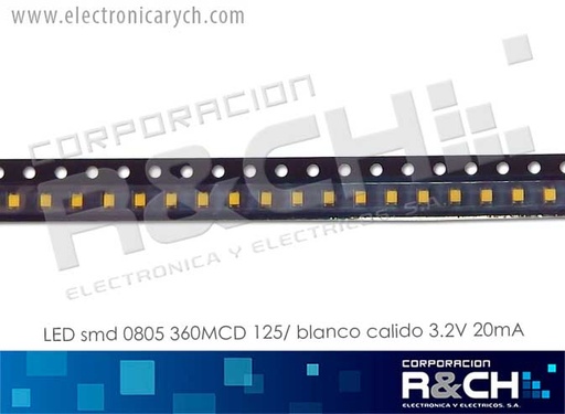 [LD-0805BC] LD-0805BC LED smd 0805 360MCD 125° blanco calido 3.2V 20mA