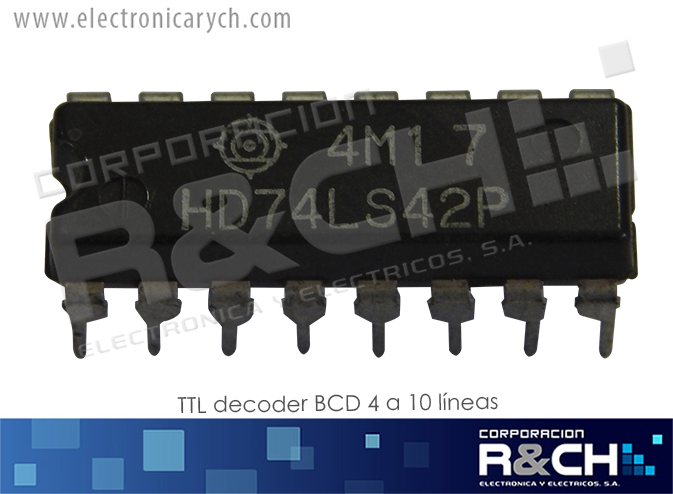NTE7442 TTL decoder BCD 4 a 10 lineas 74LS42