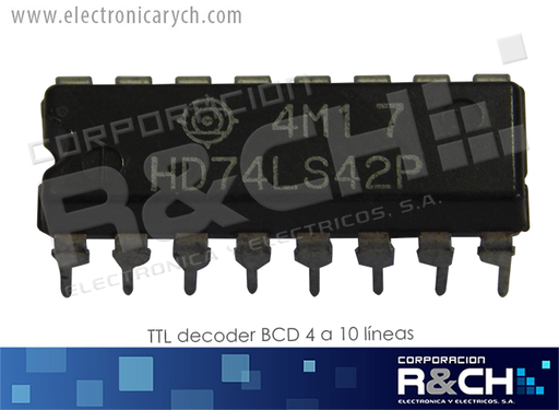 [NTE7442] NTE7442 TTL decoder BCD 4 a 10 lineas 74LS42