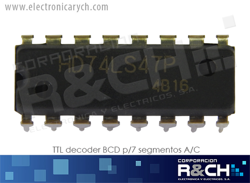 [NTE74LS47] NTE74LS47 TTL decoder BCD p/7 segmentos A/C