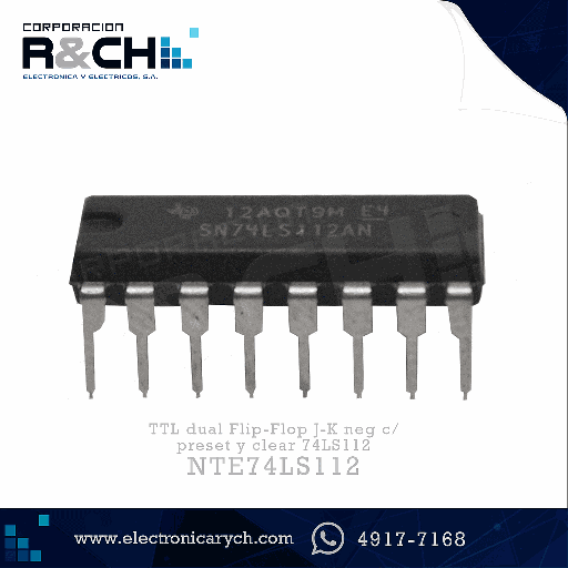 [NTE74LS112] NTE74LS112 TTL dual Flip-Flop J-K neg c/preset y clear 74LS112