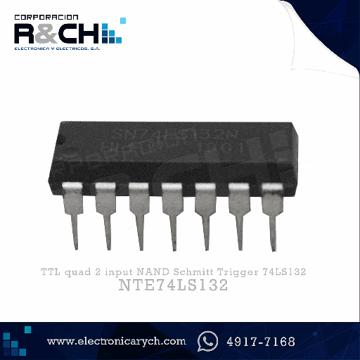 [NTE74LS132] NTE74LS132 TTL quad 2 input NAND Schmitt Trigger 74LS132