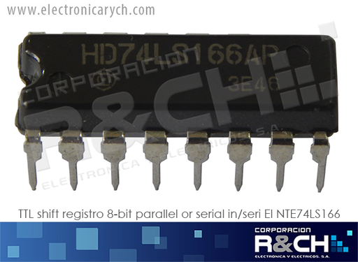 [NTE74166] NTE74166 TTL shift registro 8-bit  parallel or serial in/seri 74LS166