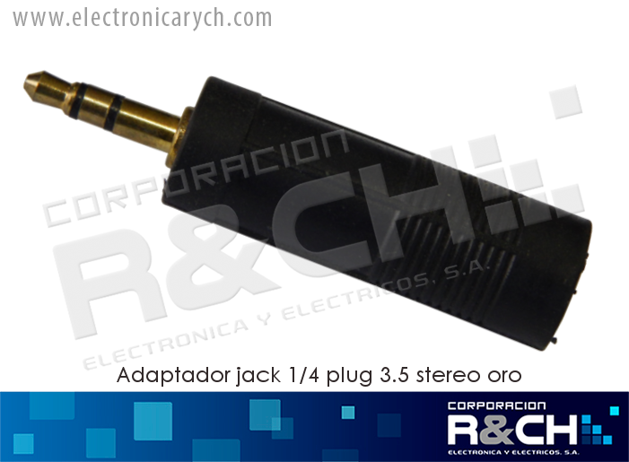 AD-008G adaptador jack 1/4 plug 3.5 stereo oro