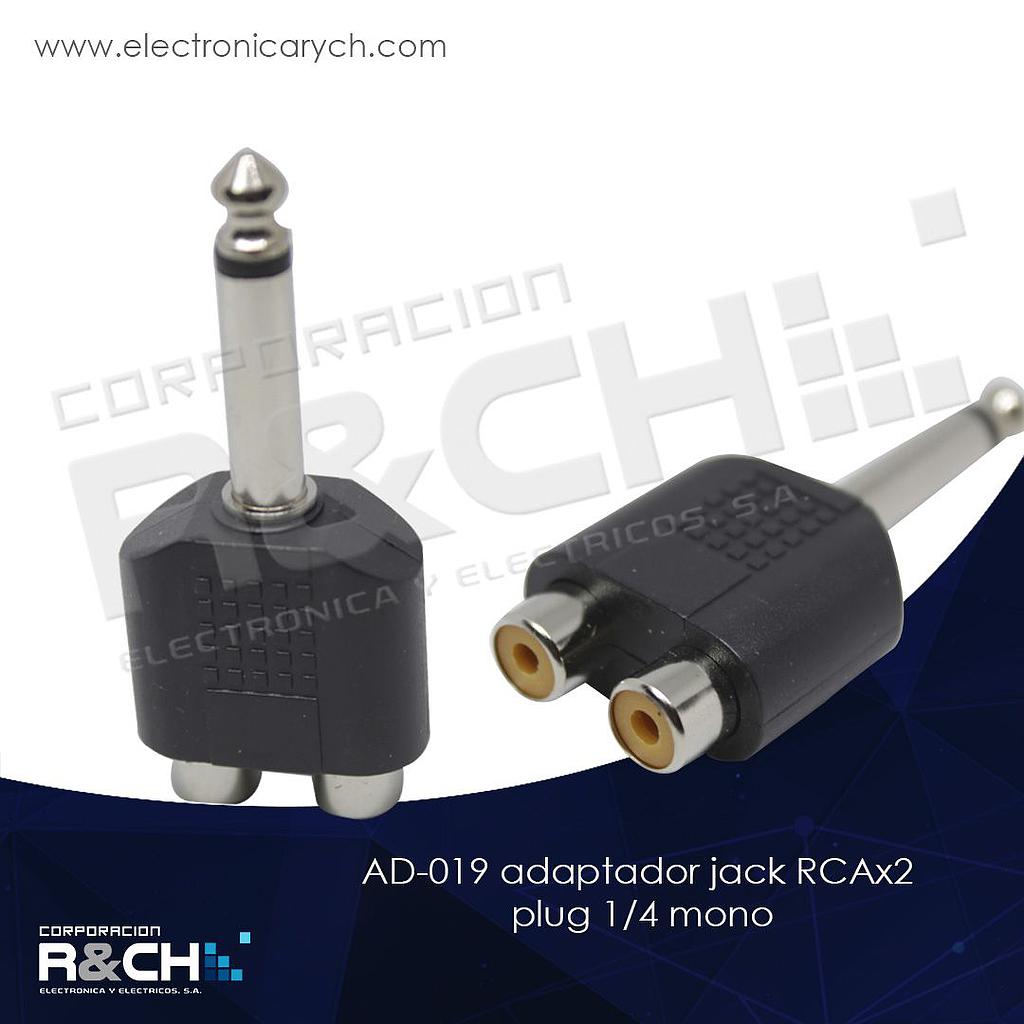 AD-019 adaptador jack RCAx2 plug 1/4 mono P-223