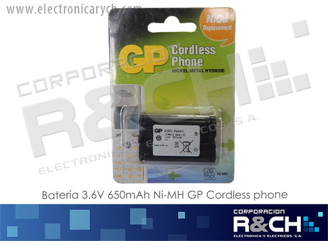 BT-T444 bateria 3.6V 650mAh Ni-MH GP Cordless phone