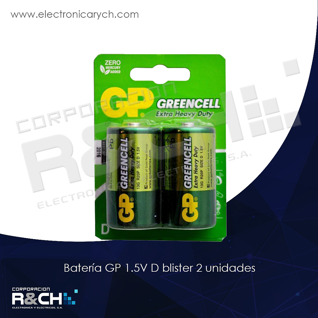 BT-GP13G2U2 bateria GP 1.5V D blister 2 unidades