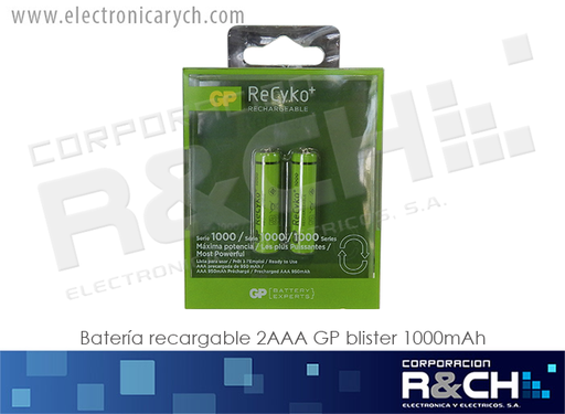 [BT-2LA2] BT-2LA2 Bateria Recargable 2AAA GP blister 1000mAh